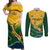 Custom South Africa Rugby Couples Matching Off Shoulder Maxi Dress and Long Sleeve Button Shirt Springboks Go Champions African Pattern - Wonder Print Shop