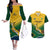 Custom South Africa Rugby Couples Matching Off The Shoulder Long Sleeve Dress and Hawaiian Shirt Springboks Go Champions African Pattern - Wonder Print Shop