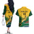 Custom South Africa Rugby Couples Matching Off The Shoulder Long Sleeve Dress and Hawaiian Shirt Springboks Go Champions African Pattern - Wonder Print Shop