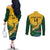 Custom South Africa Rugby Couples Matching Off The Shoulder Long Sleeve Dress and Long Sleeve Button Shirt Springboks Go Champions African Pattern