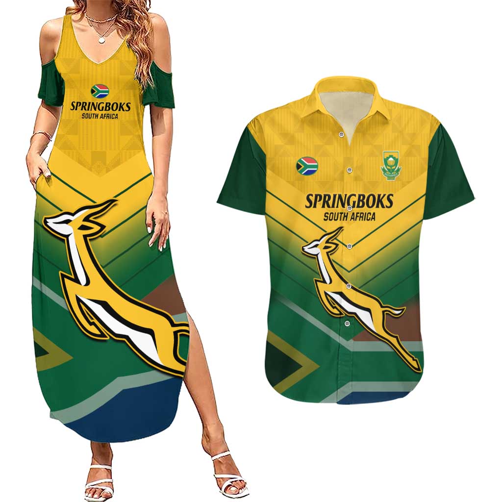 Custom South Africa Rugby Couples Matching Summer Maxi Dress and Hawaiian Shirt Springboks Go Champions African Pattern - Wonder Print Shop