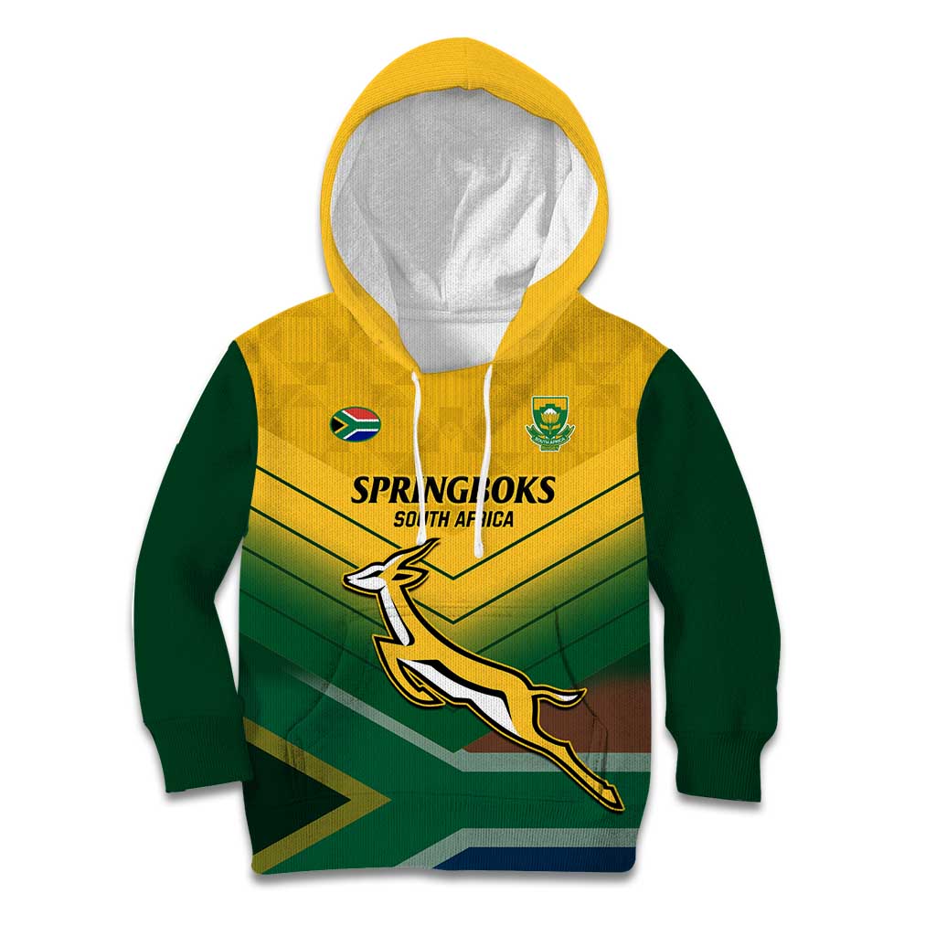 Custom South Africa Rugby Kid Hoodie Springboks Go Champions African Pattern - Wonder Print Shop