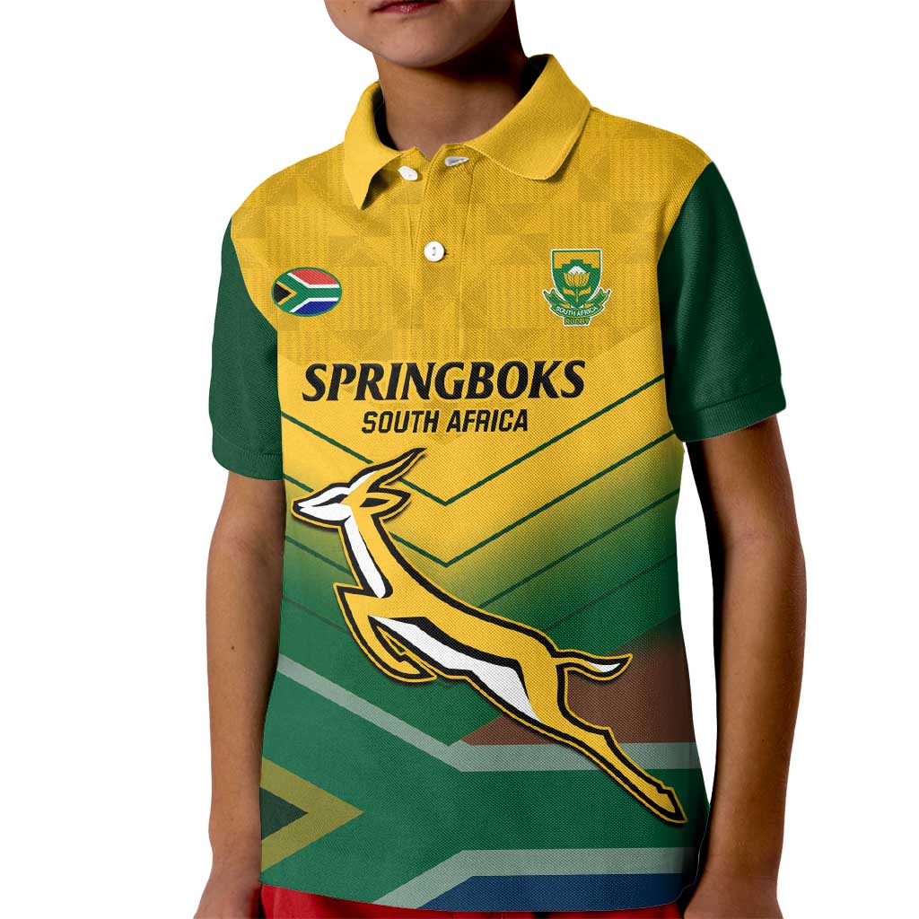 Custom South Africa Rugby Kid Polo Shirt Springboks Go Champions African Pattern - Wonder Print Shop