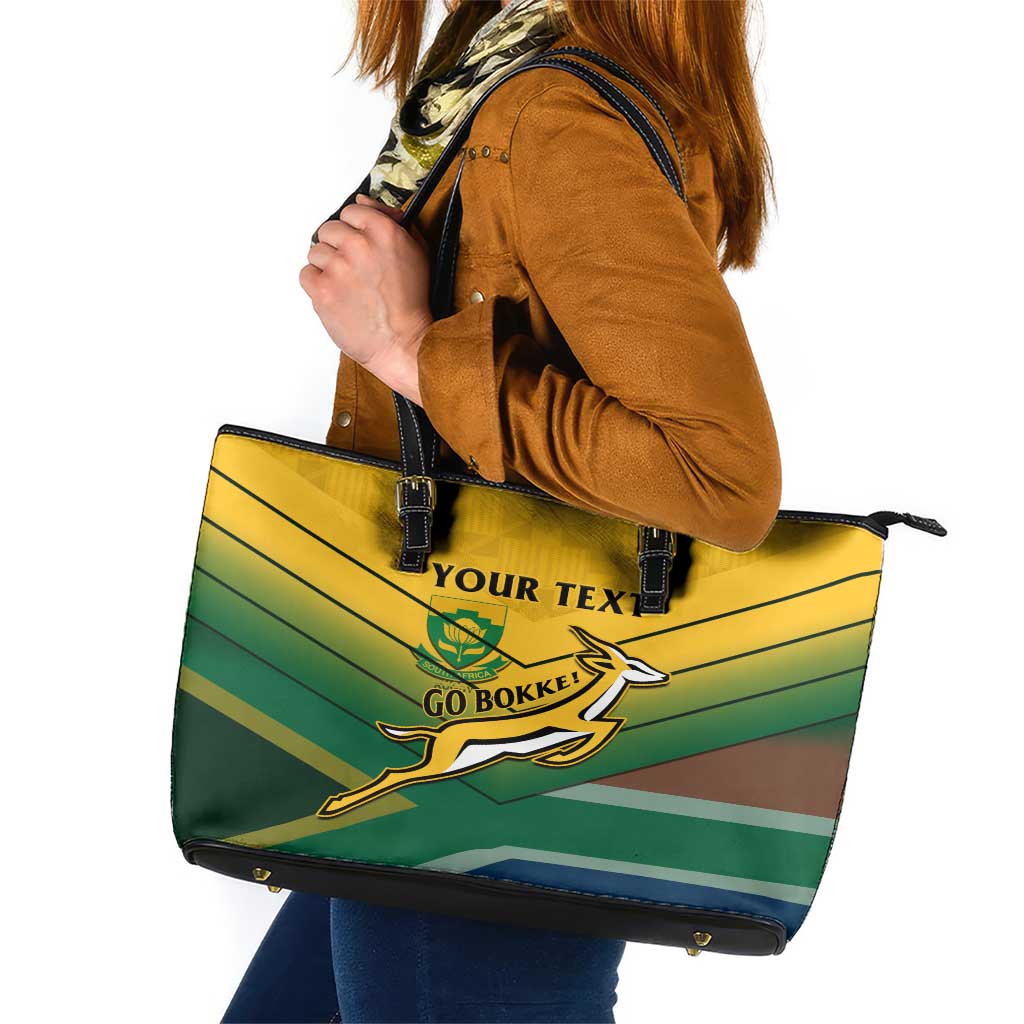 Custom South Africa Rugby Leather Tote Bag Springboks Go Champions African Pattern