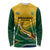 Custom South Africa Rugby Long Sleeve Shirt Springboks Go Champions African Pattern - Wonder Print Shop