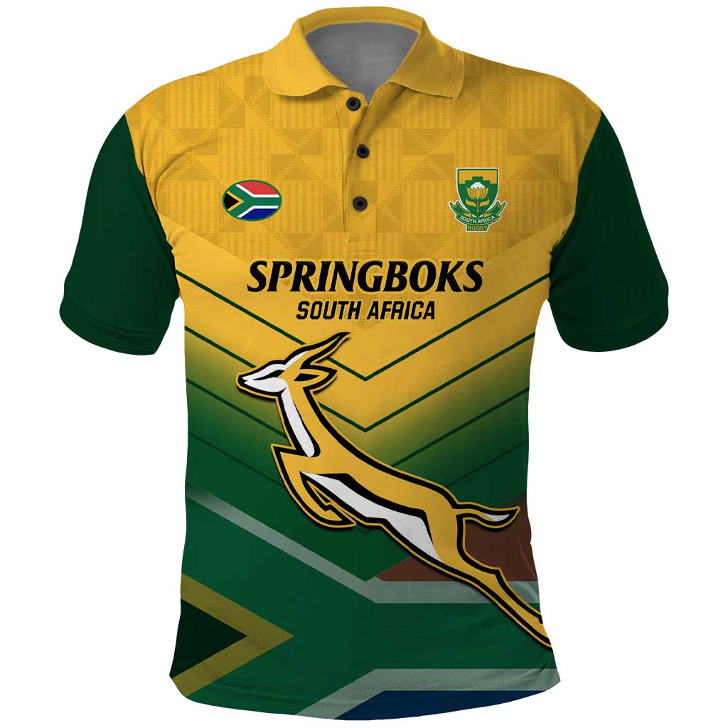 Custom South Africa Rugby Polo Shirt Springboks Go Champions African Pattern - Wonder Print Shop