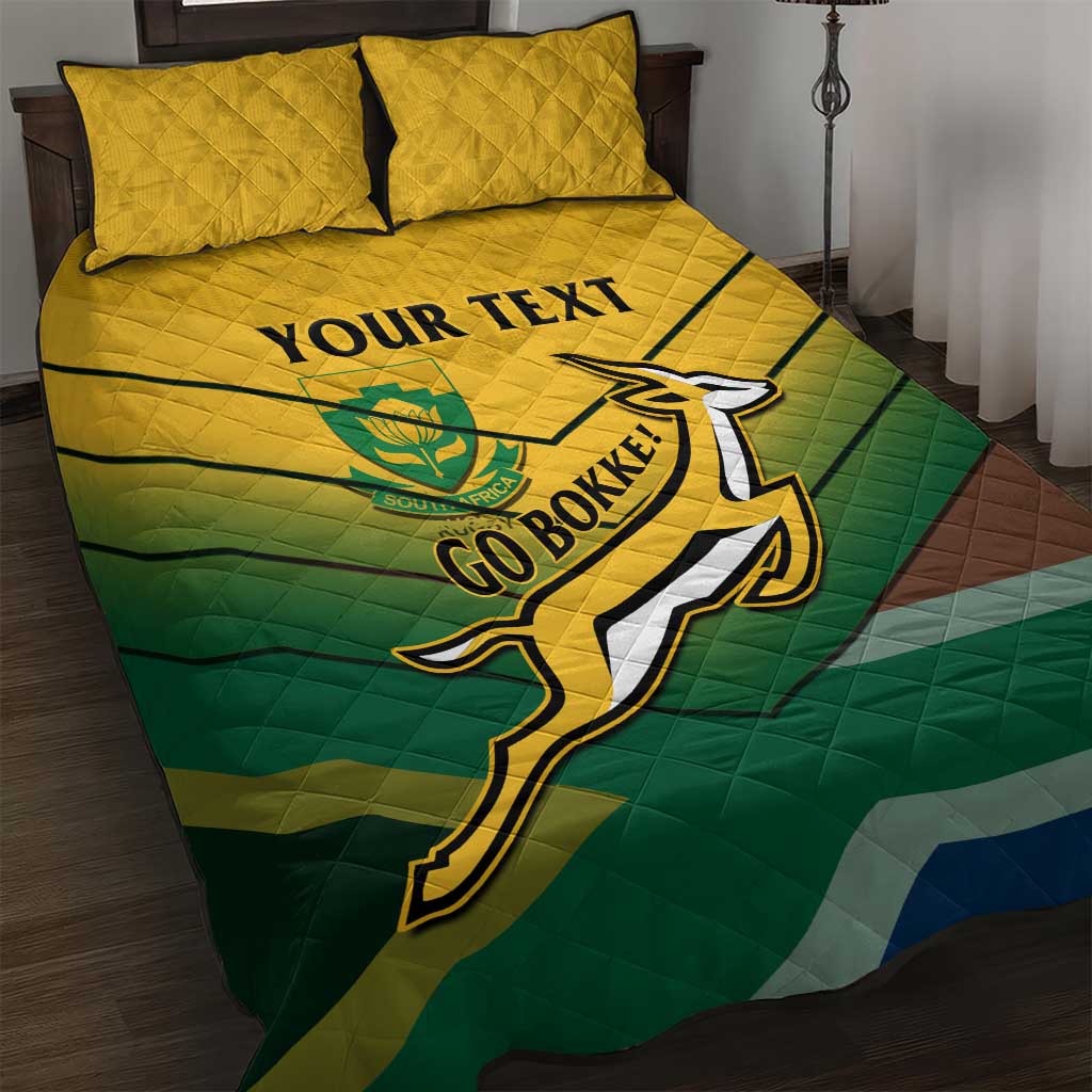 Custom South Africa Rugby Quilt Bed Set Springboks Go Champions African Pattern - Wonder Print Shop