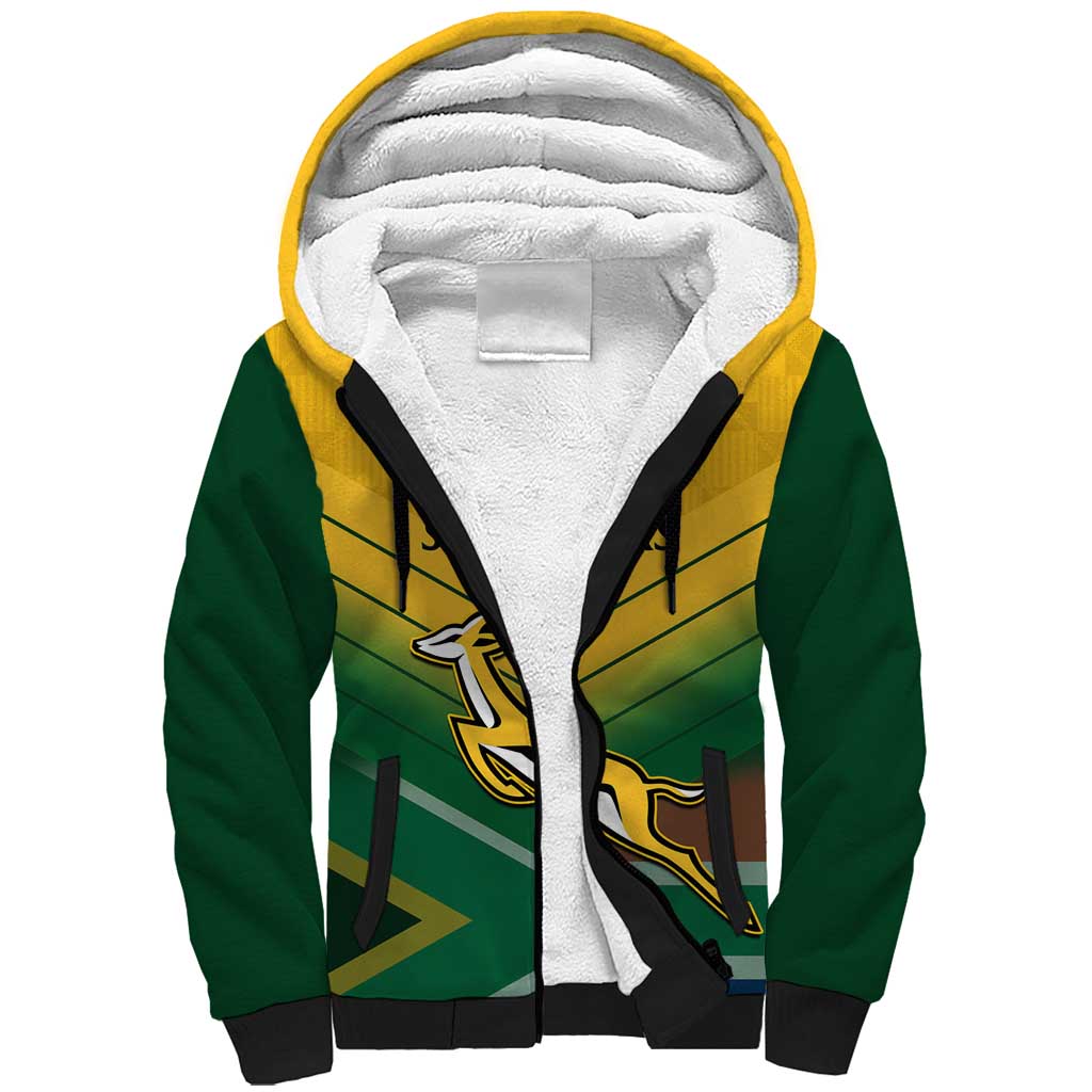 Custom South Africa Rugby Sherpa Hoodie Springboks Go Champions African Pattern - Wonder Print Shop