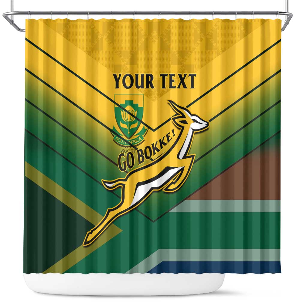 Custom South Africa Rugby Shower Curtain Springboks Go Champions African Pattern