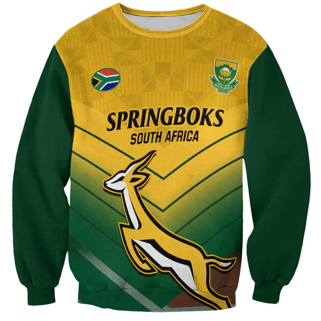 Custom South Africa Rugby Sweatshirt Springboks Go Champions African Pattern