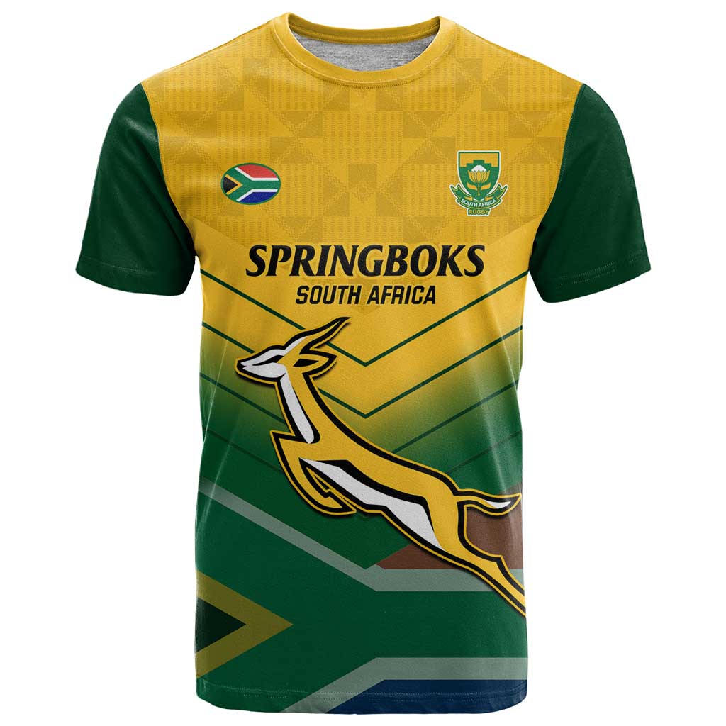 Custom South Africa Rugby T Shirt Springboks Go Champions African Pattern