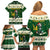 Custom South Africa Rugby Christmas Family Matching Off Shoulder Short Dress and Hawaiian Shirt Geseende Kersfees Springboks African Pattern - Wonder Print Shop