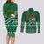 Personalised South Africa Christmas Couples Matching Long Sleeve Bodycon Dress and Long Sleeve Button Shirt Cool Santa Claus With South African Map - Wonder Print Shop