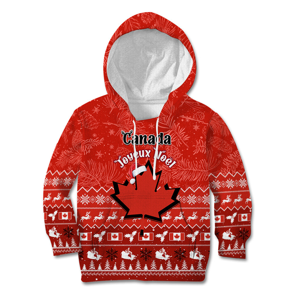 Personalised Canada Christmas Kid Hoodie Maple Leaf Santa With Map Merry Xmas - Wonder Print Shop