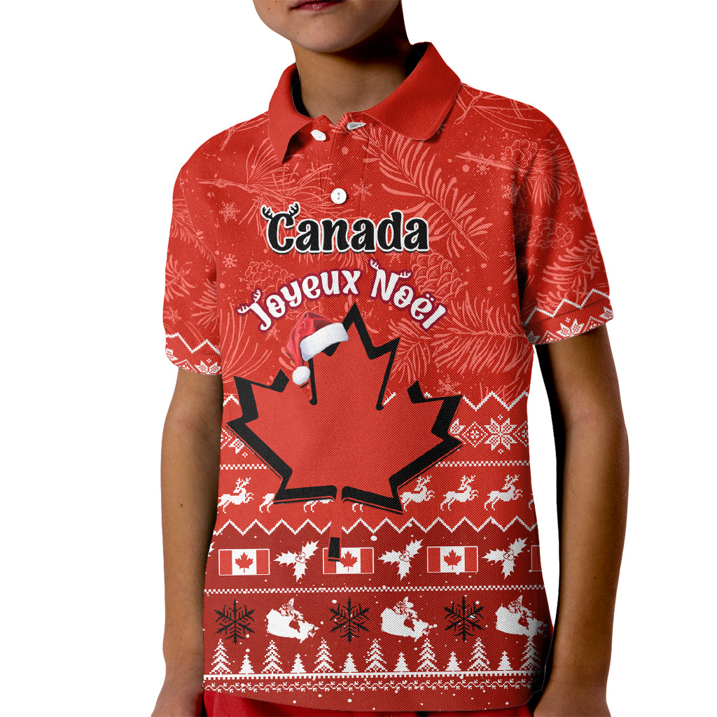 Personalised Canada Christmas Kid Polo Shirt Maple Leaf Santa With Map Merry Xmas - Wonder Print Shop