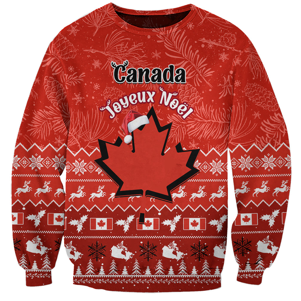 Personalised Canada Christmas Sweatshirt Maple Leaf Santa With Map Merry Xmas - Wonder Print Shop