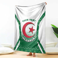 White throw blanket draped with Algeria coat-of-arms graphic, red star and your text