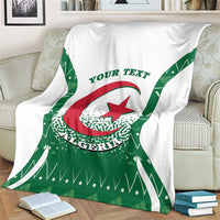 White Algeria coat-of-arms throw blanket with green border and red star, your text