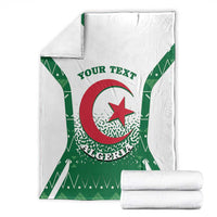 Algeria coat-of-arms blanket set: white/green throw with red star, plus folded blankets