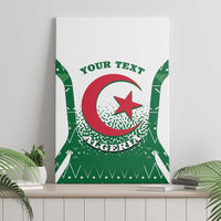 Personalized Algeria canvas wall art with green coat-of-arms design and red star, custom text