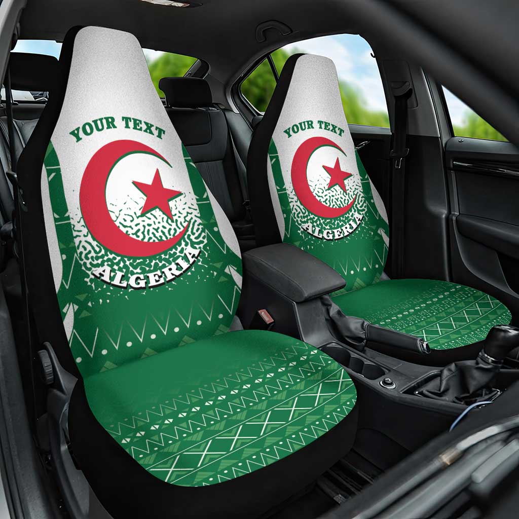 Personalized Algeria Car Seat Cover Coat Of Arms African Pattern - Wonder Print Shop