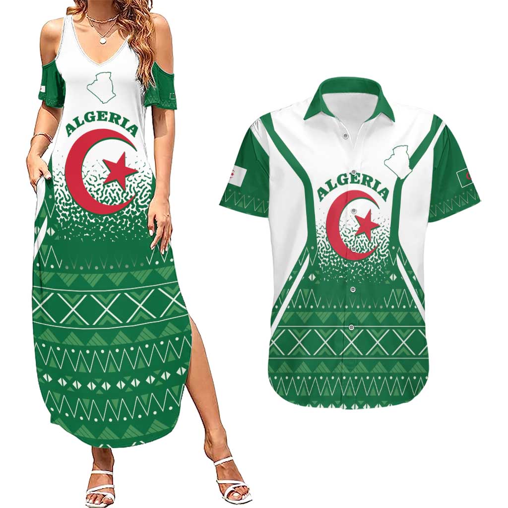 Personalized Algeria Couples Matching Summer Maxi Dress and Hawaiian Shirt Coat Of Arms African Pattern - Wonder Print Shop