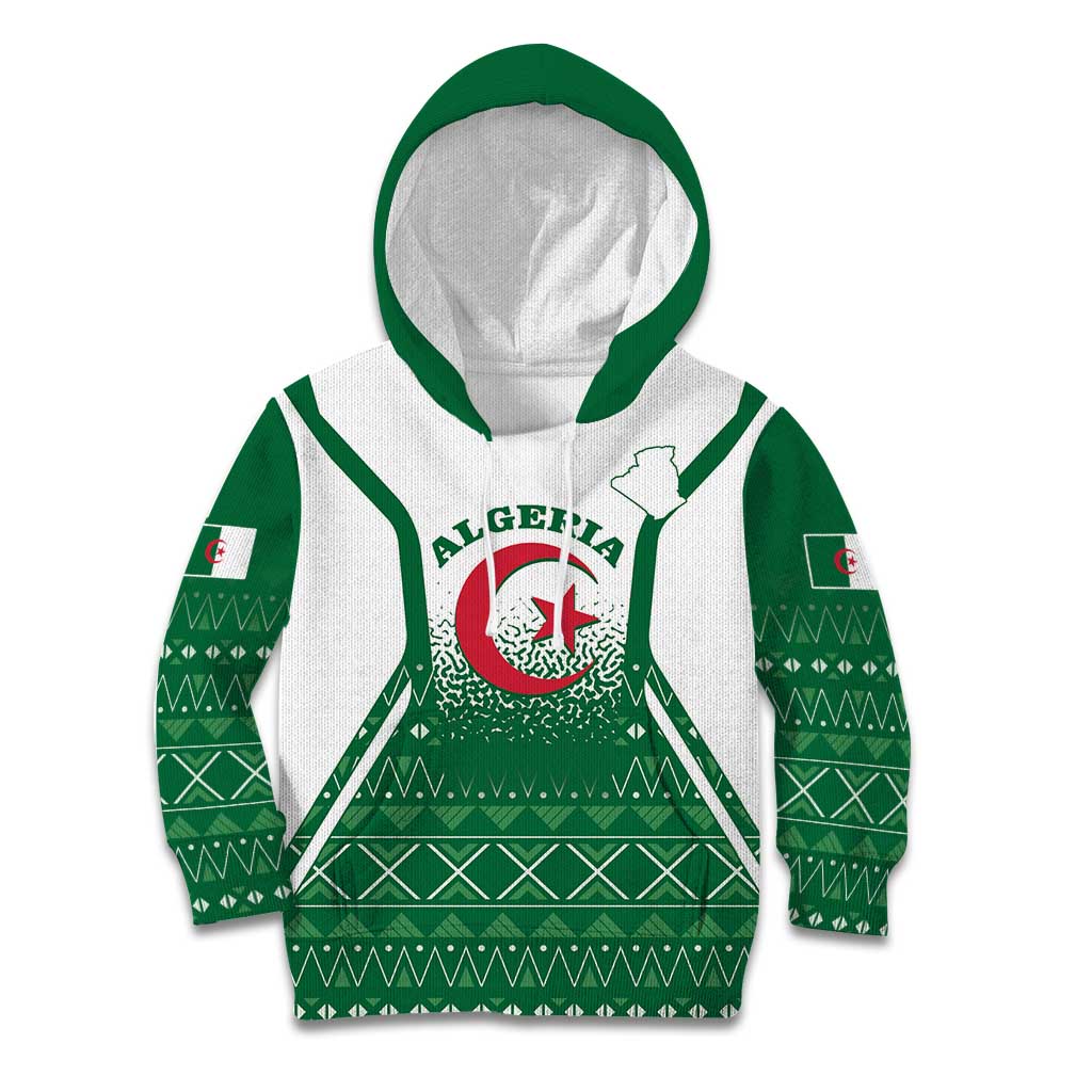 Personalized Algeria Kid Hoodie Coat Of Arms African Pattern - Wonder Print Shop