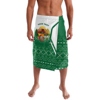 Green knee-length shorts with Algeria crest and geometric pattern