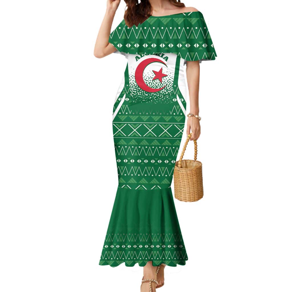 Personalized Algeria Mermaid Dress Coat Of Arms African Pattern - Wonder Print Shop