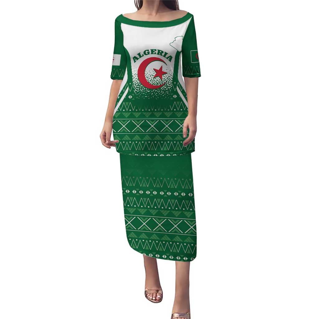 Personalized Algeria Puletasi Coat Of Arms African Pattern - Wonder Print Shop