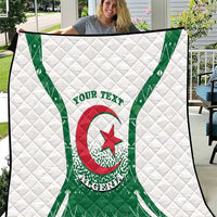 Personalized Algeria quilt coat of arms blanket, white with green emblem and red star