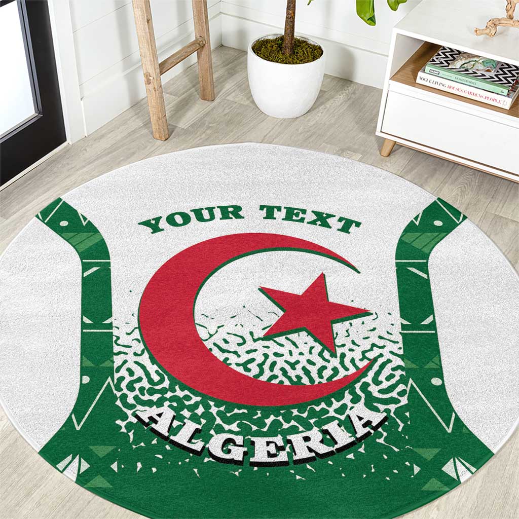 Personalized Algeria Round Carpet Coat Of Arms African Pattern