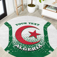 Green round Algeria carpet with circular crest and 'YOUR TEXT' banner