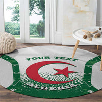 Green round carpet with Algeria crest and red star in white crescent; 'YOUR TEXT'