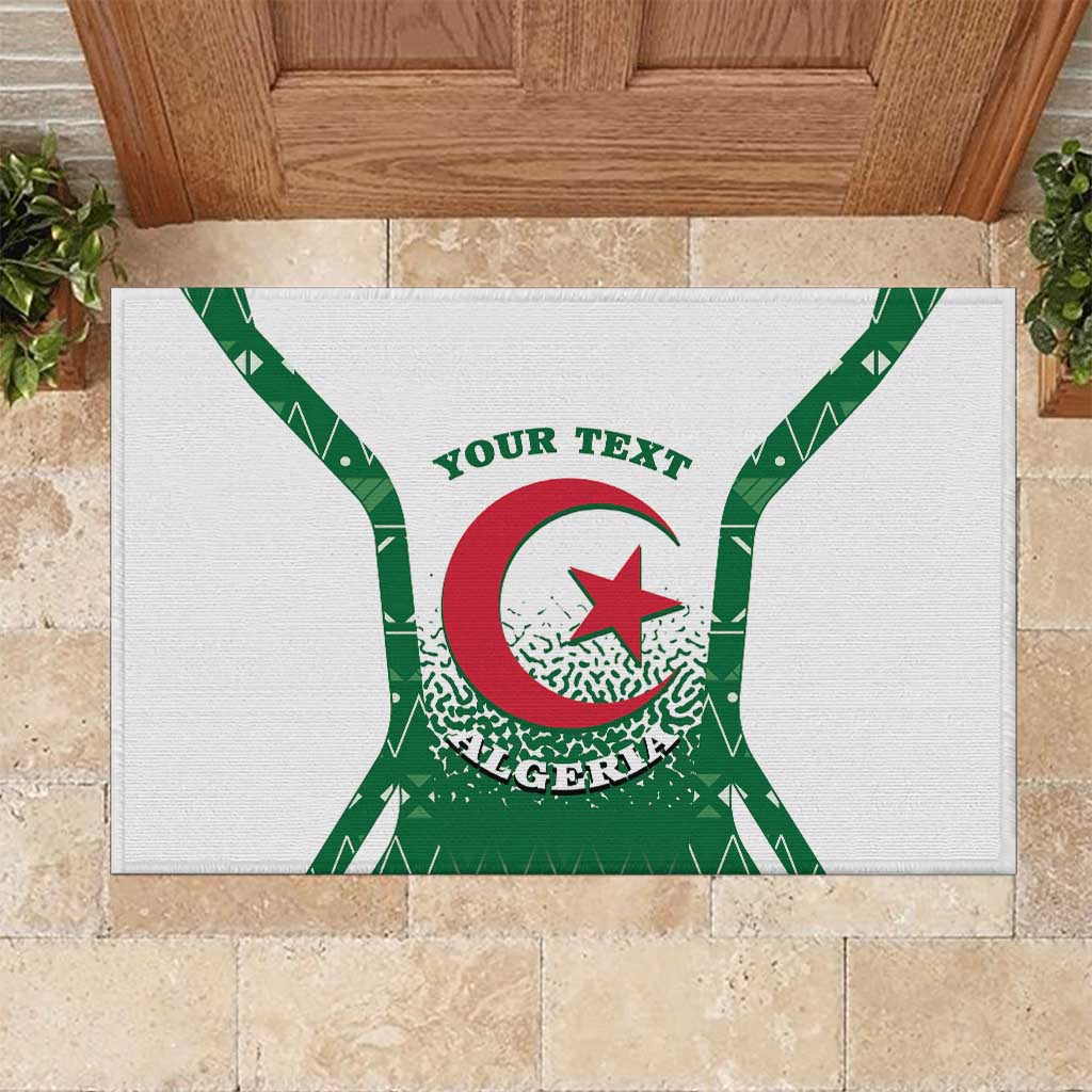 Personalized Algeria Rubber Doormat Coat Of Arms African Pattern - Wonder Print Shop