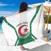 Green and white Algeria crest sarong with red star and 'Your text' print