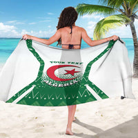 Green and white Algeria crest sarong draped at back, red star and 'Your text'