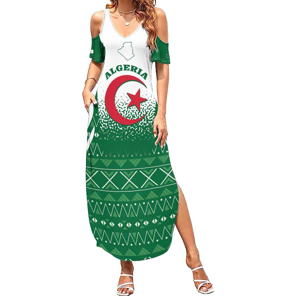 Personalized Algeria Summer Maxi Dress Coat Of Arms African Pattern - Wonder Print Shop