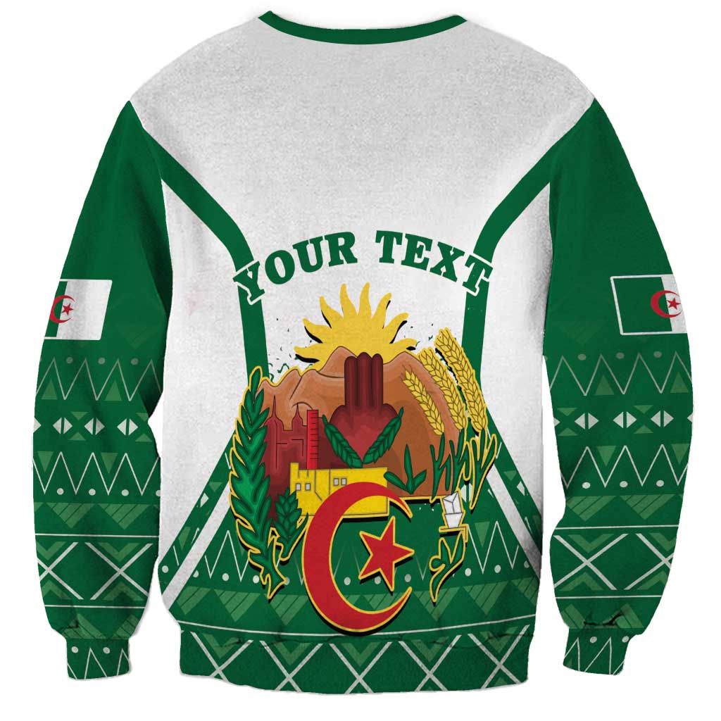 Unisex green-and-white Algeria sweatshirt with 'YOUR TEXT' graphic and crest emblem