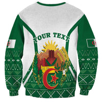 Unisex green-and-white Algeria sweatshirt with 'YOUR TEXT' graphic and crest emblem
