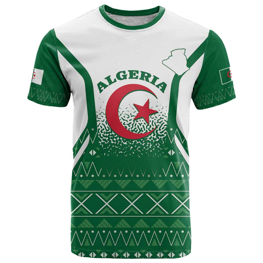 Personalized Algeria T Shirt Coat Of Arms African Pattern - Wonder Print Shop