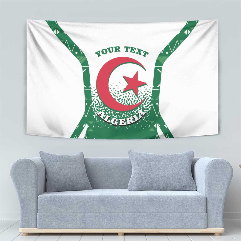 Algeria tapestry wall hanging with green cross stripes and red crescent star crest