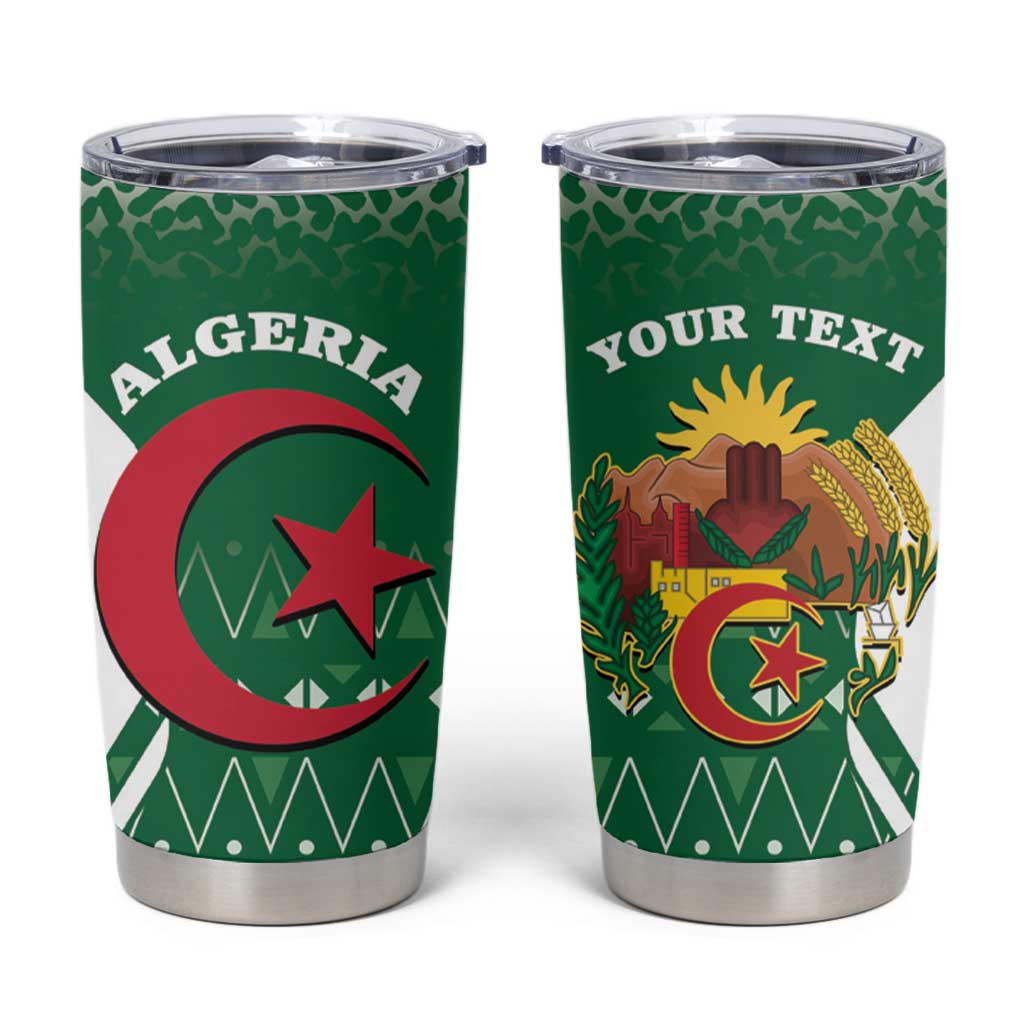 Personalized Algeria Tumbler Cup Coat Of Arms African Pattern - Wonder Print Shop