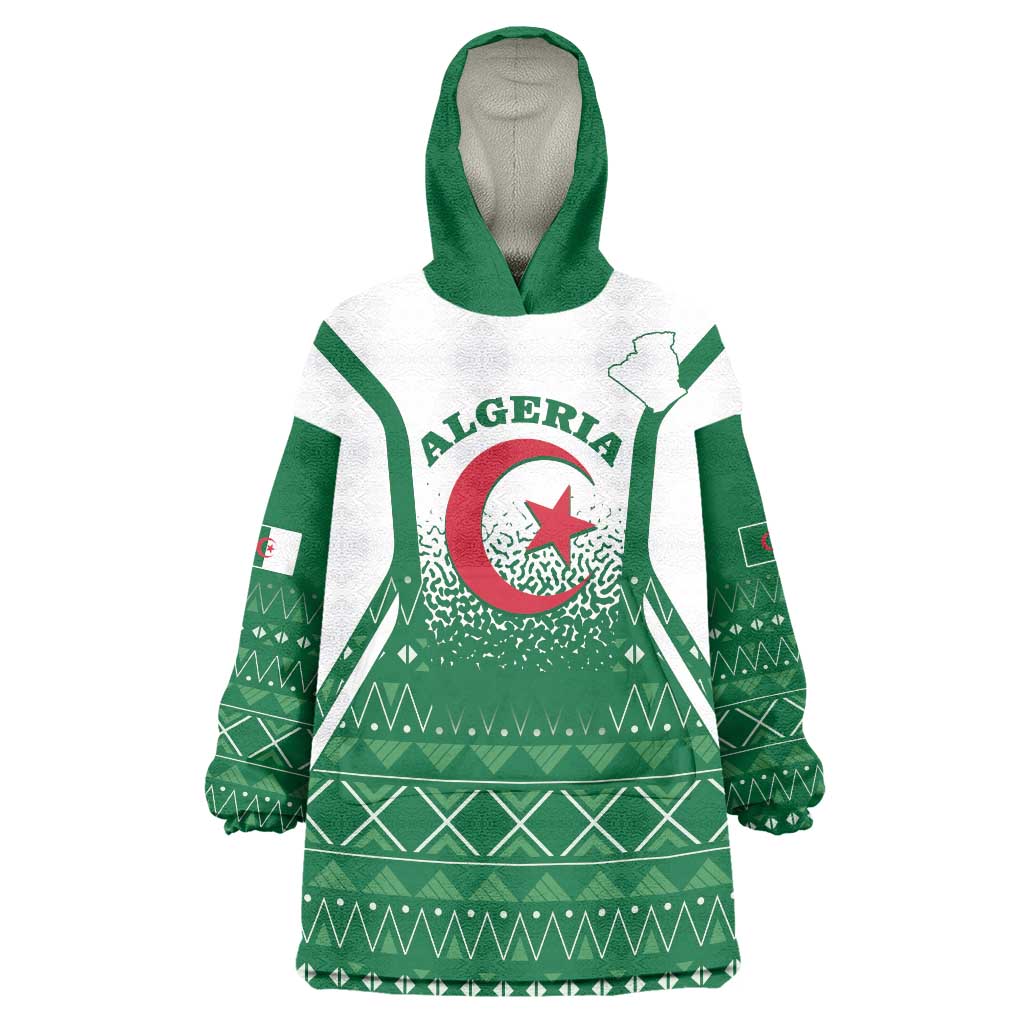 Personalized Algeria Wearable Blanket Hoodie Coat Of Arms African Pattern