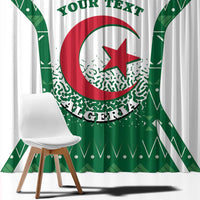 Green and white full-graphic Algeria coat-of-arms curtain with red star and crescent detail