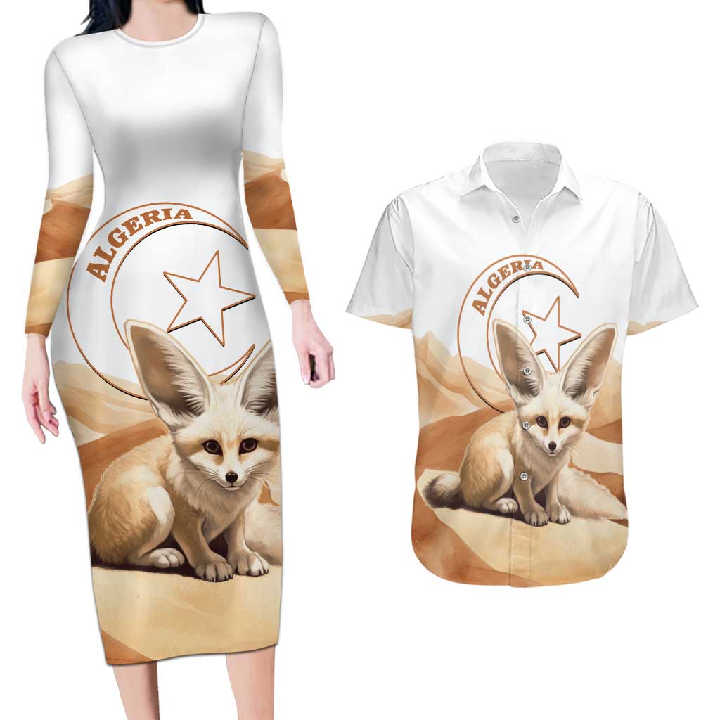 Fennec Fox Algeria Couples Matching Long Sleeve Bodycon Dress and Hawaiian Shirt Algerian Sahara - Wonder Print Shop