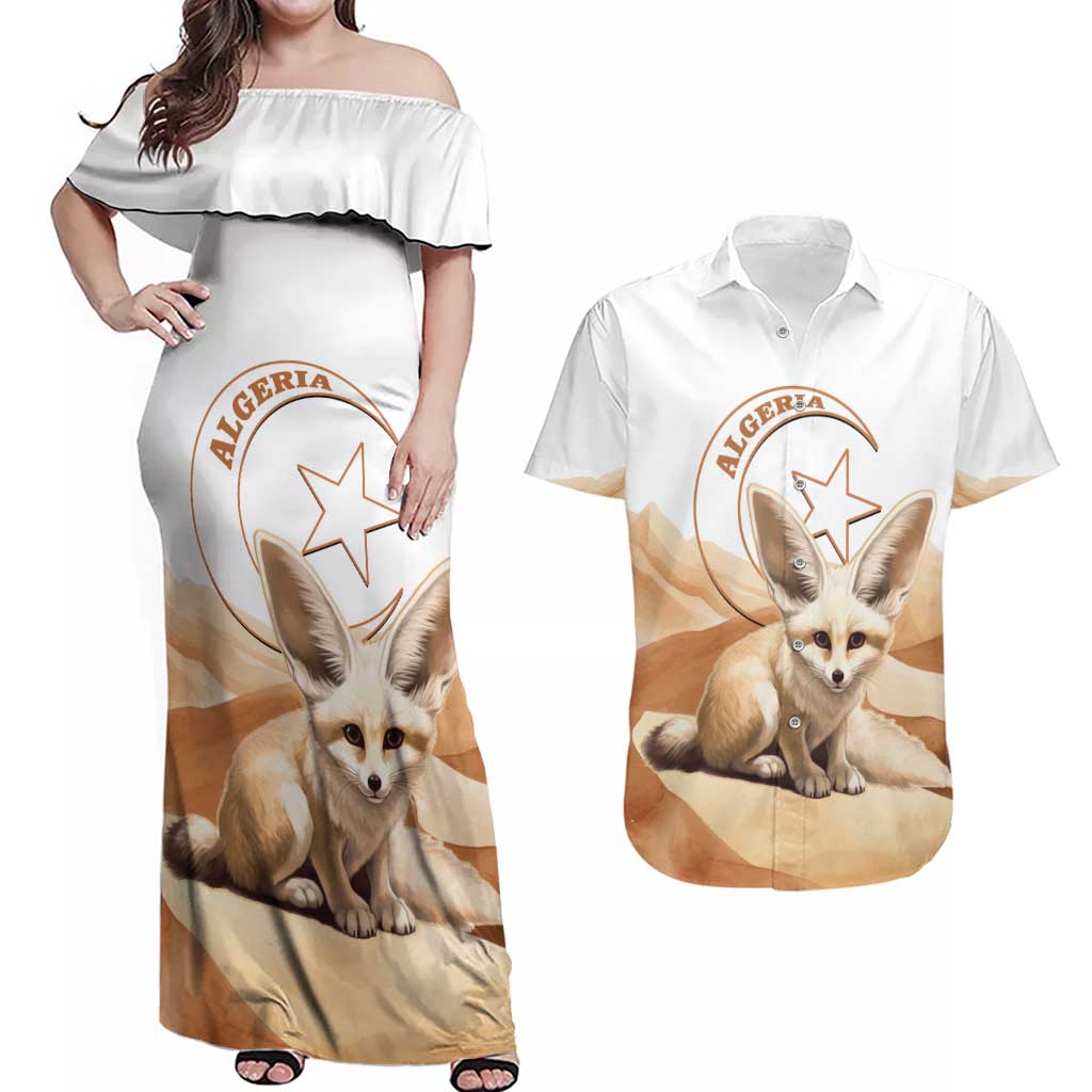 Fennec Fox Algeria Couples Matching Off Shoulder Maxi Dress and Hawaiian Shirt Algerian Sahara - Wonder Print Shop