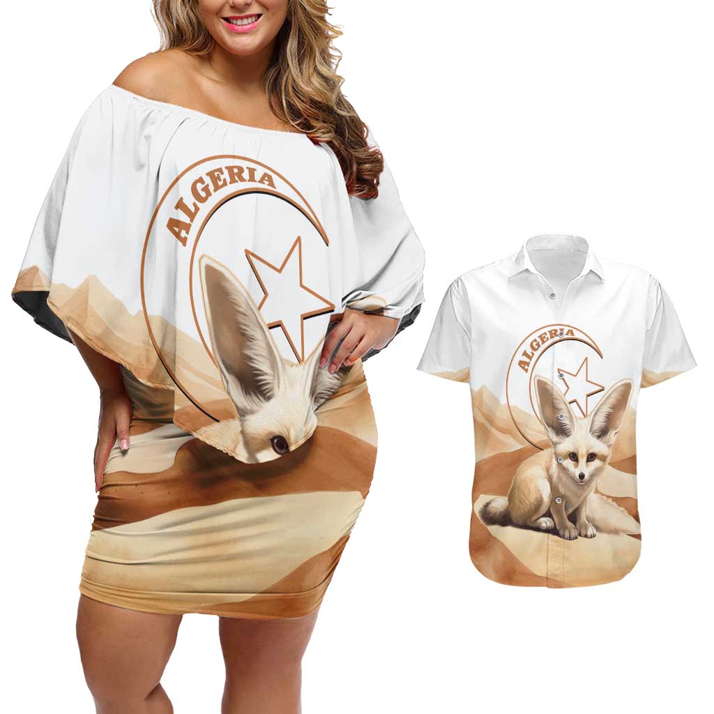 Fennec Fox Algeria Couples Matching Off Shoulder Short Dress and Hawaiian Shirt Algerian Sahara - Wonder Print Shop