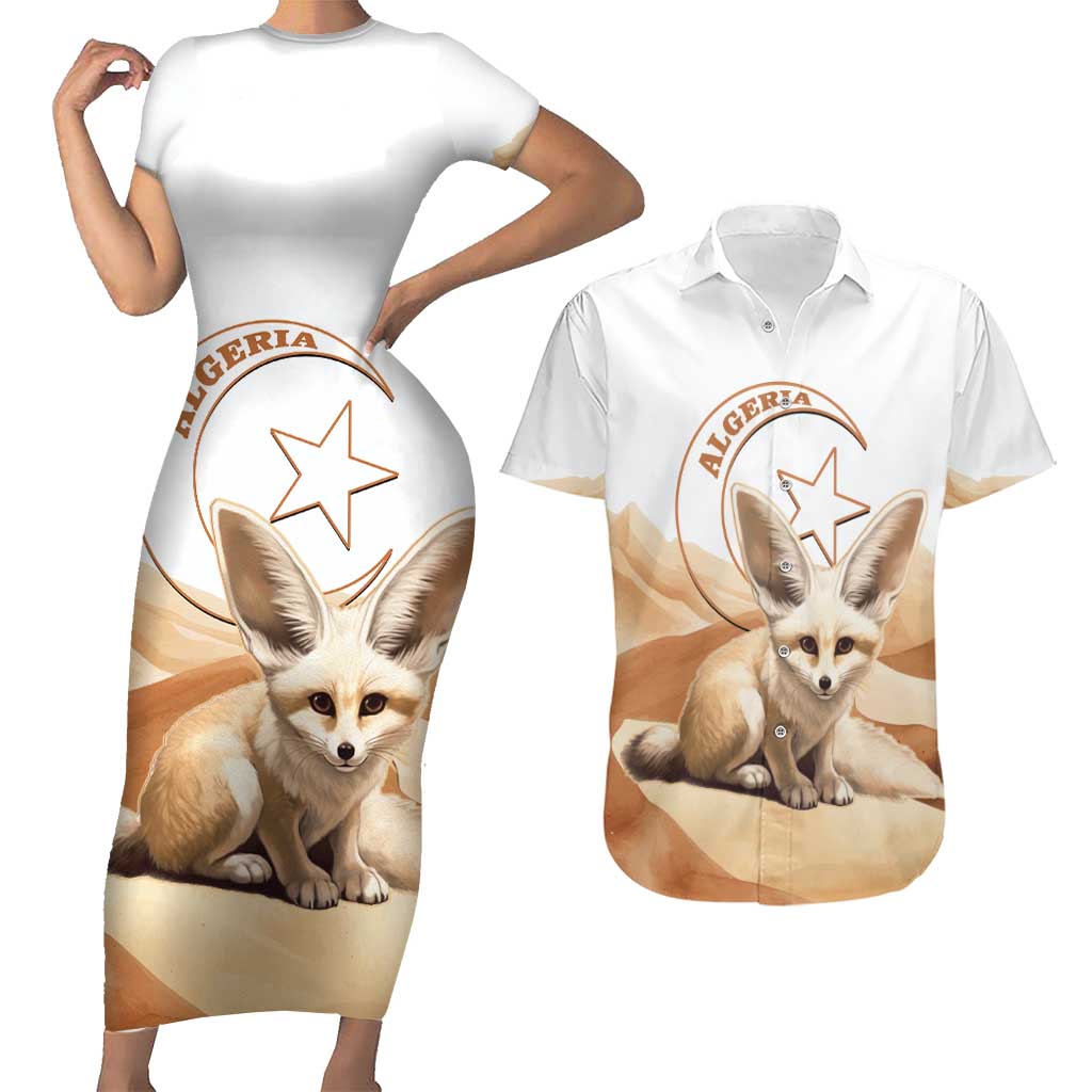 Fennec Fox Algeria Couples Matching Short Sleeve Bodycon Dress and Hawaiian Shirt Algerian Sahara - Wonder Print Shop