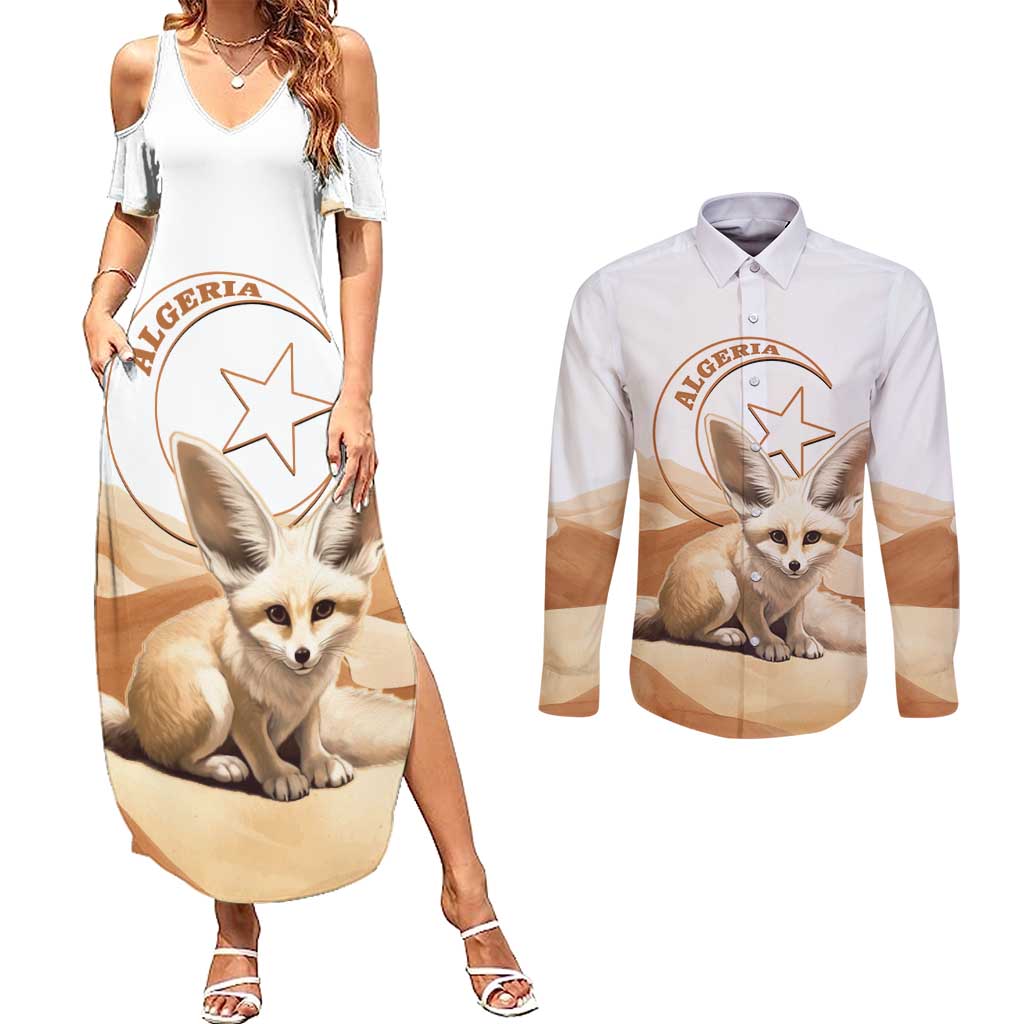 Fennec Fox Algeria Couples Matching Summer Maxi Dress and Long Sleeve Button Shirt Algerian Sahara - Wonder Print Shop